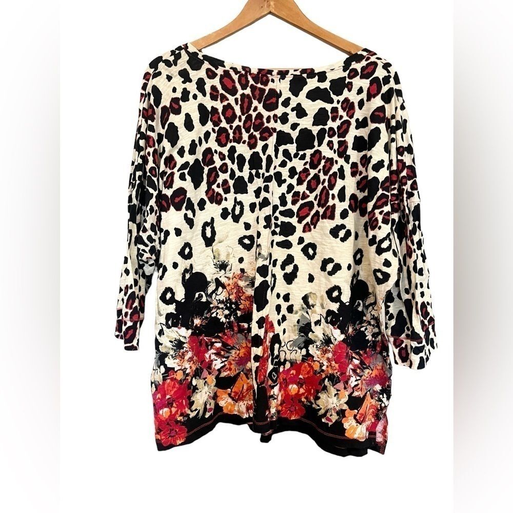 Thomas & Olivia Size 2x Animal Print 90s Y2K Vibes Shirt Blouse Floral - Picture 3 of 6